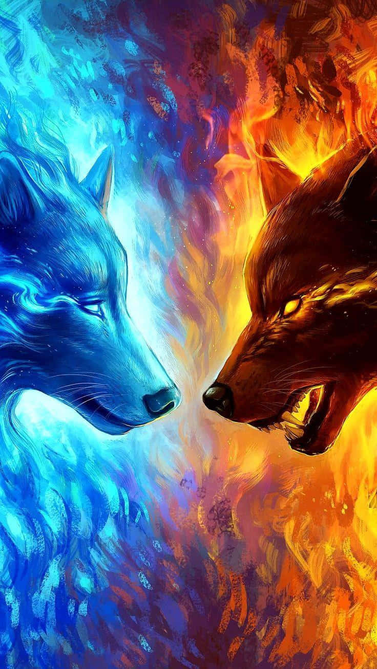 Blazing Red And Blue Fire Background