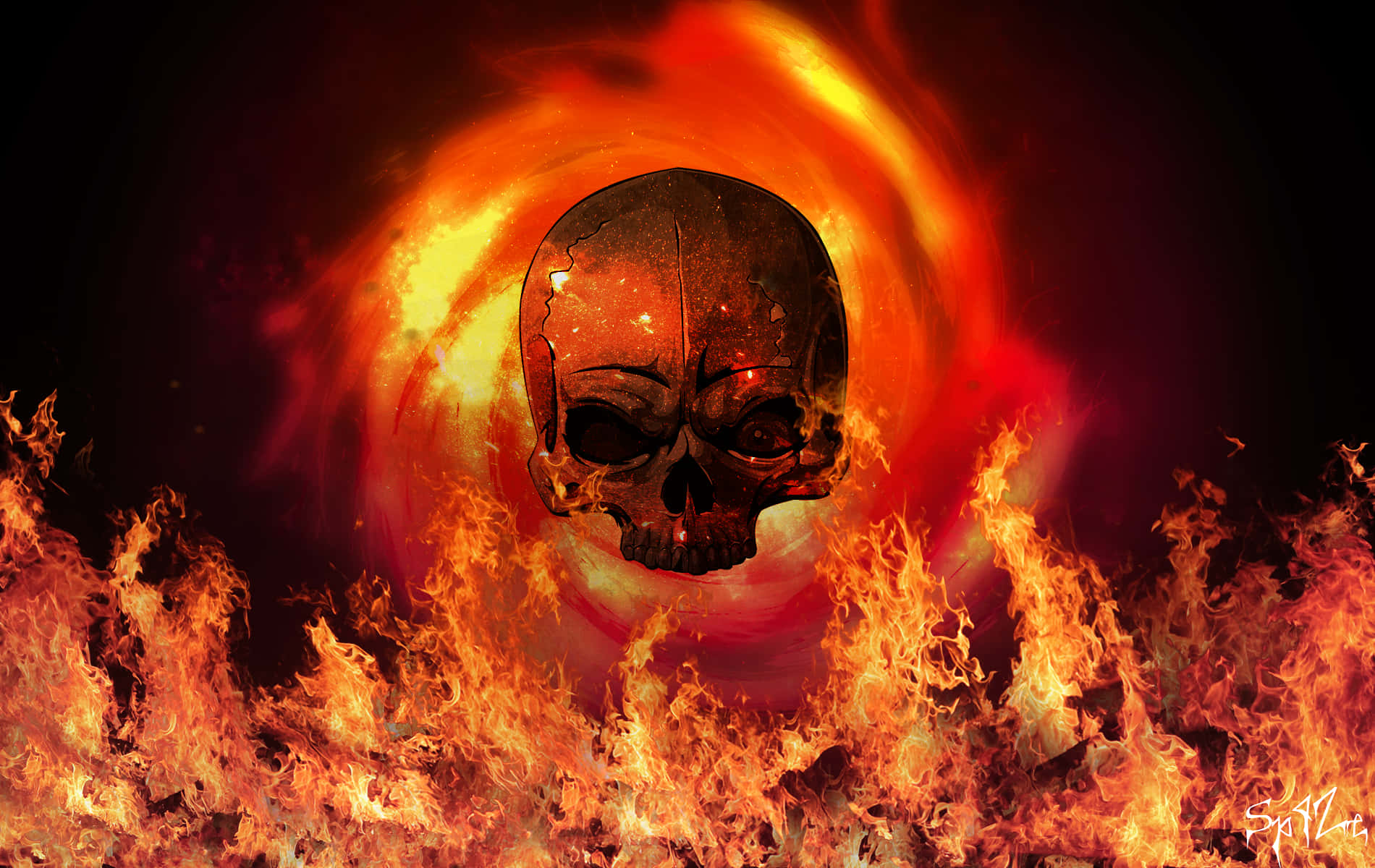 Blazing Red Skull Background