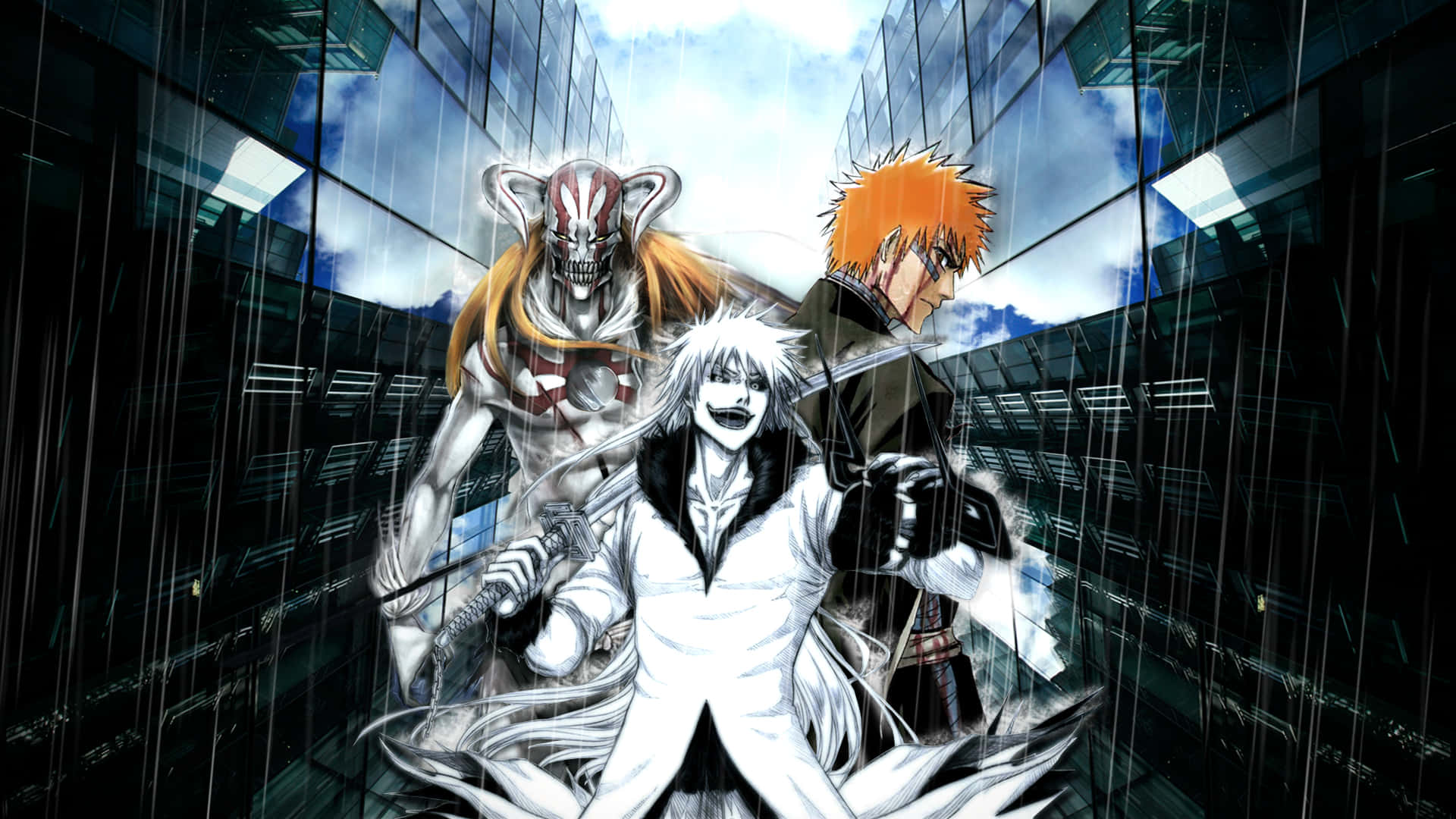 Bleach - A Group Of Anime Characters Standing In A City