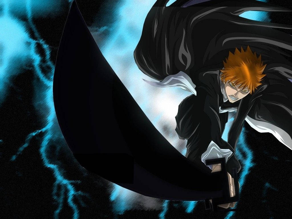 Bleach Ichigo Blue Lightning Background