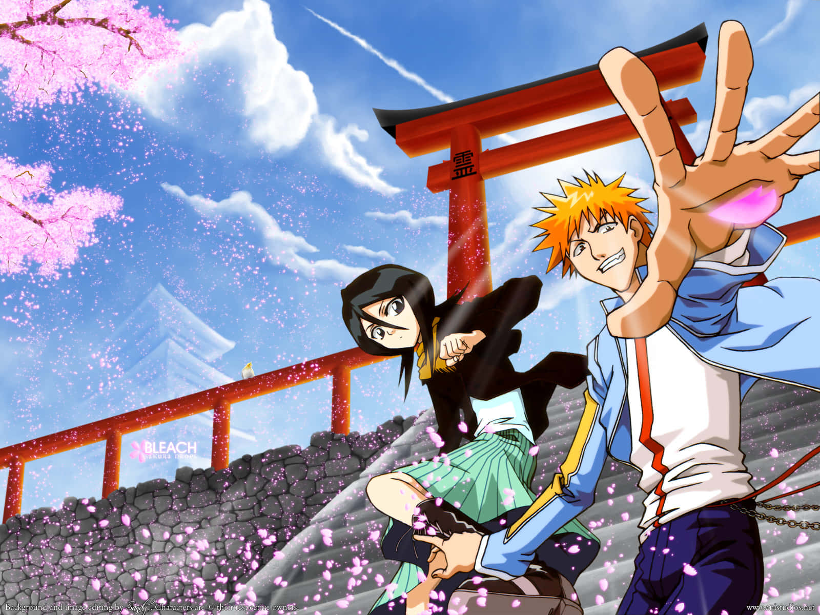 Bleach Phone With Rukia And Ichigo Background