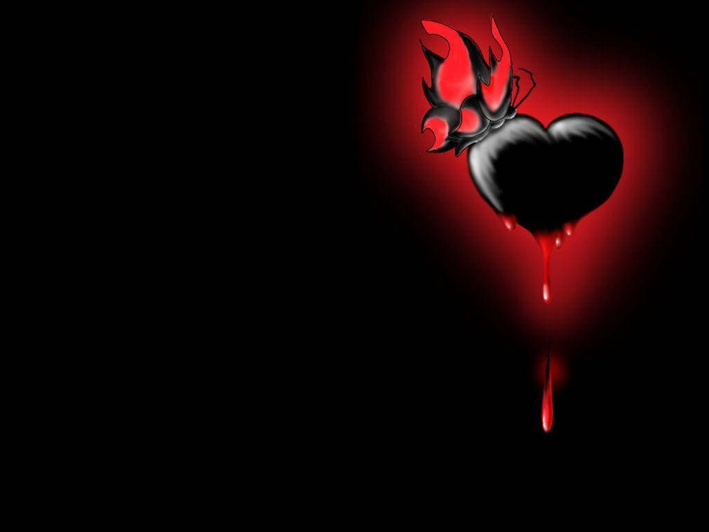 Bleeding Dark Heart With Crown Background