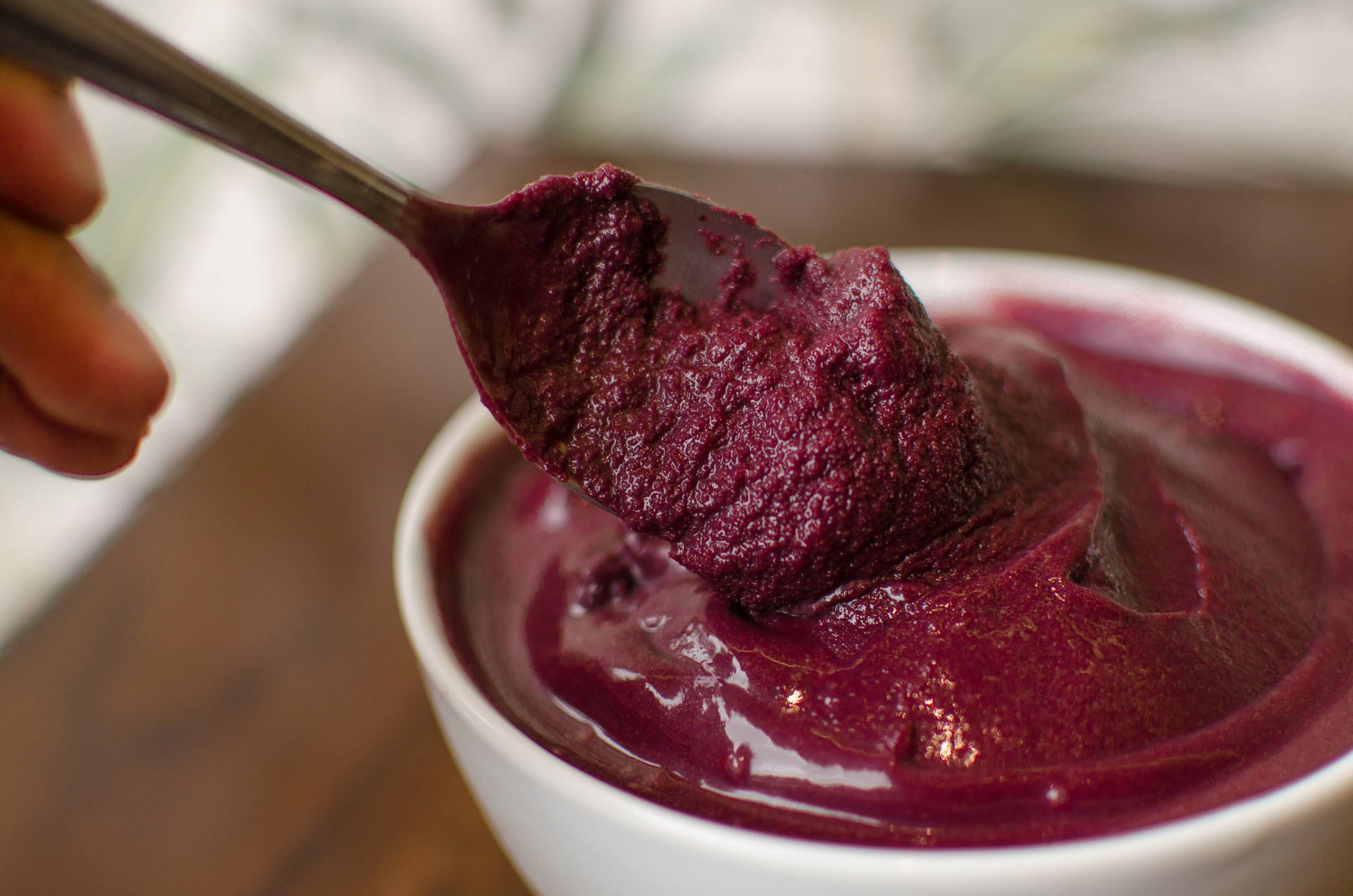 Blended Acai Berry Fruit Bowl Close Up