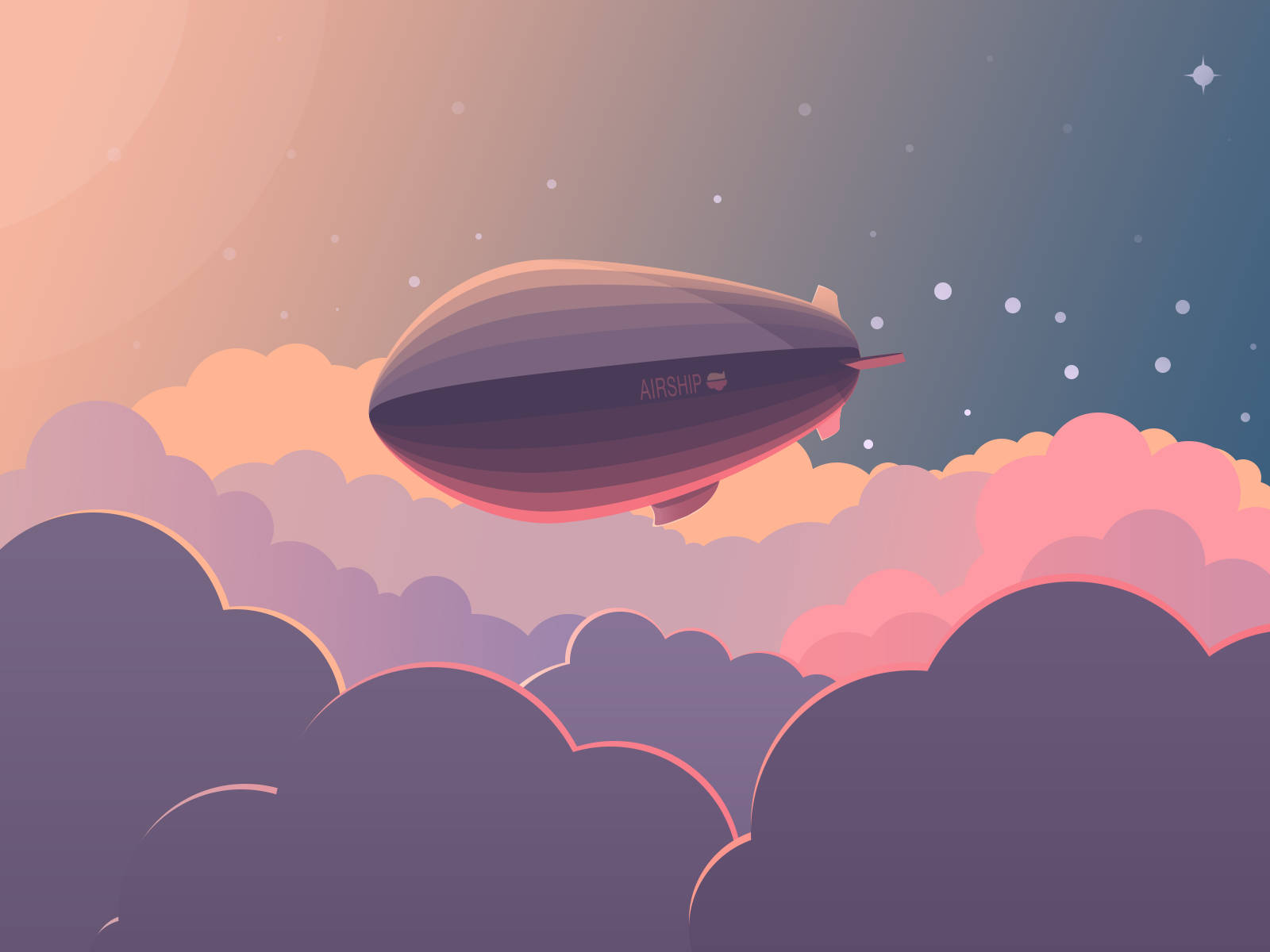 Blimp In Lavender Tonal Colors Background