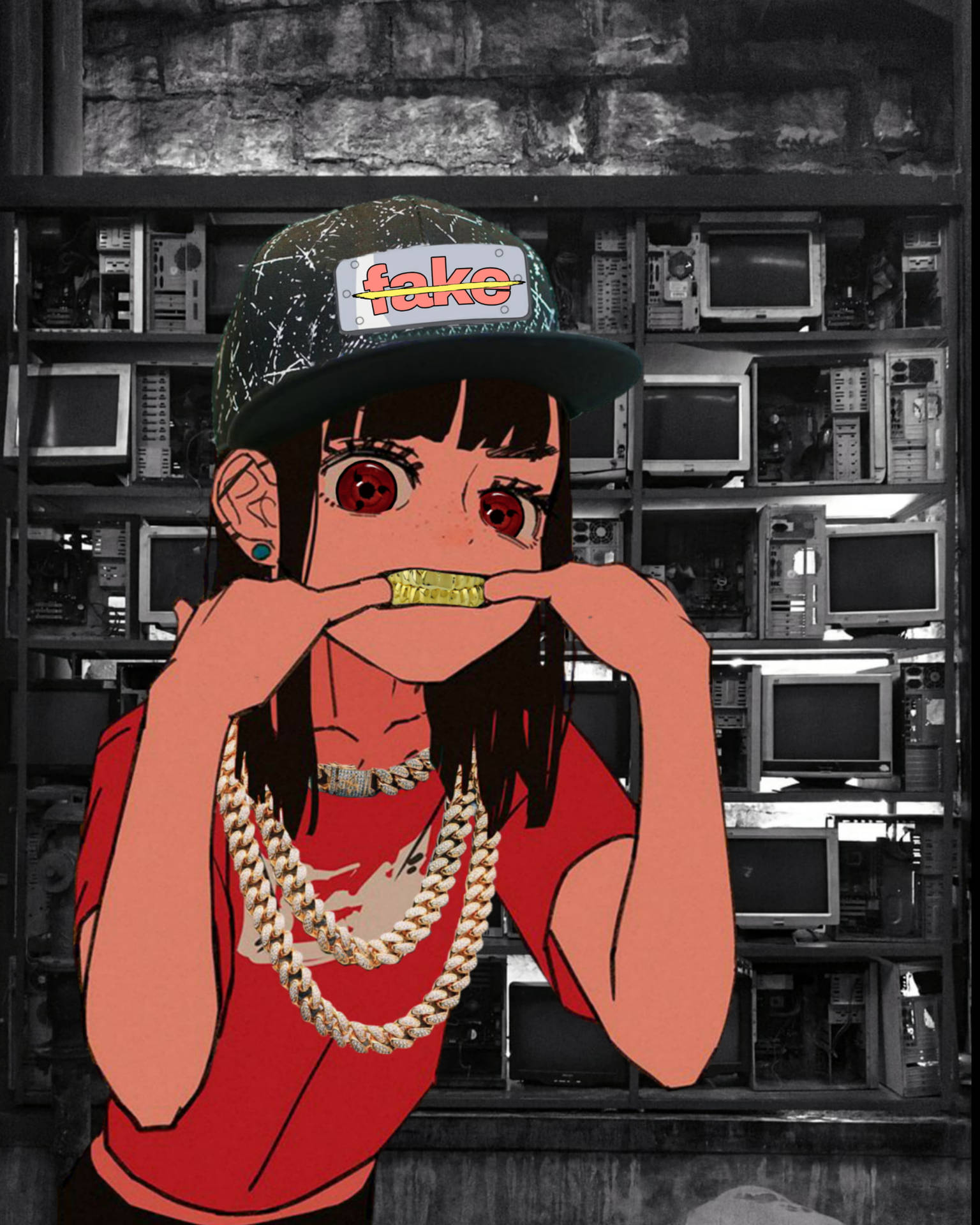 Blinged-out Girl Gangster Cartoon Background