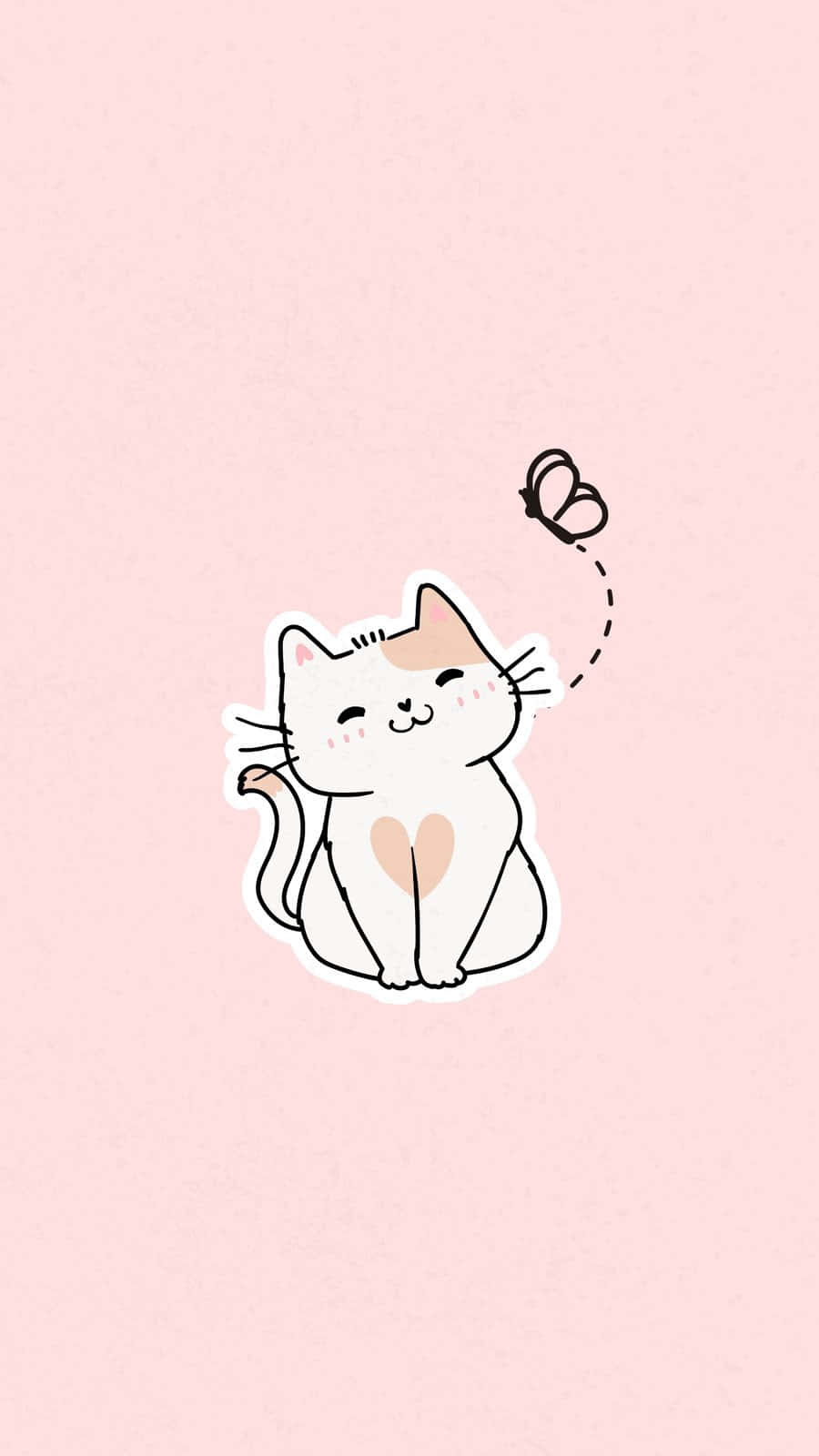 Blissful Cat Pink Background Background