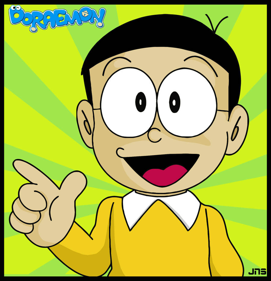 Blissful Nobita Doing A Check Pose Background