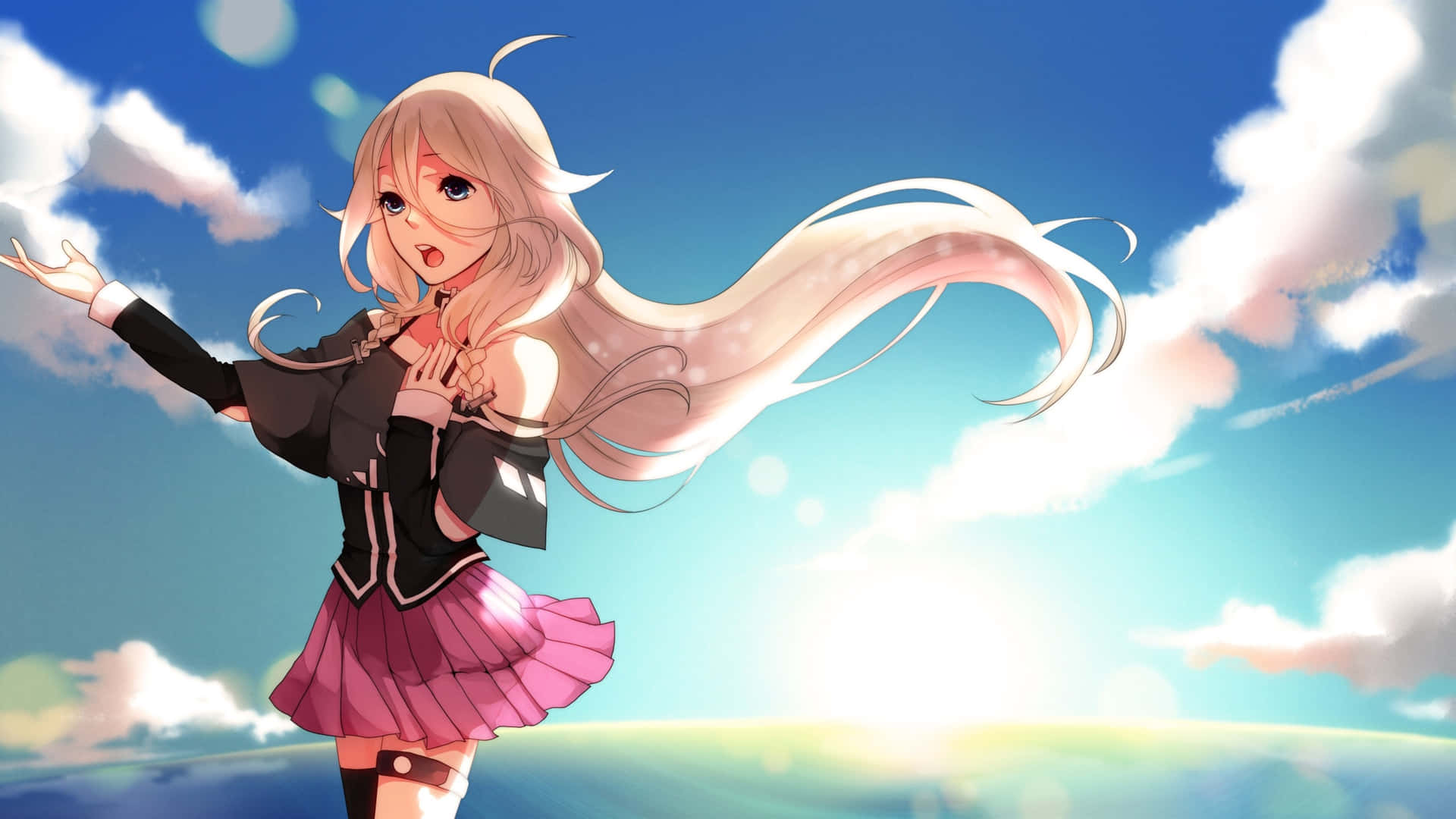 Blissful Sky Anime Girl2560x1440 Background