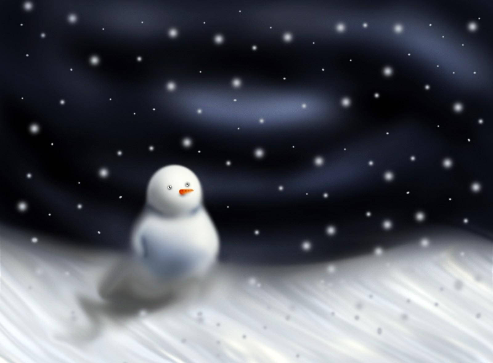 Blizzard Night With Snowman Background