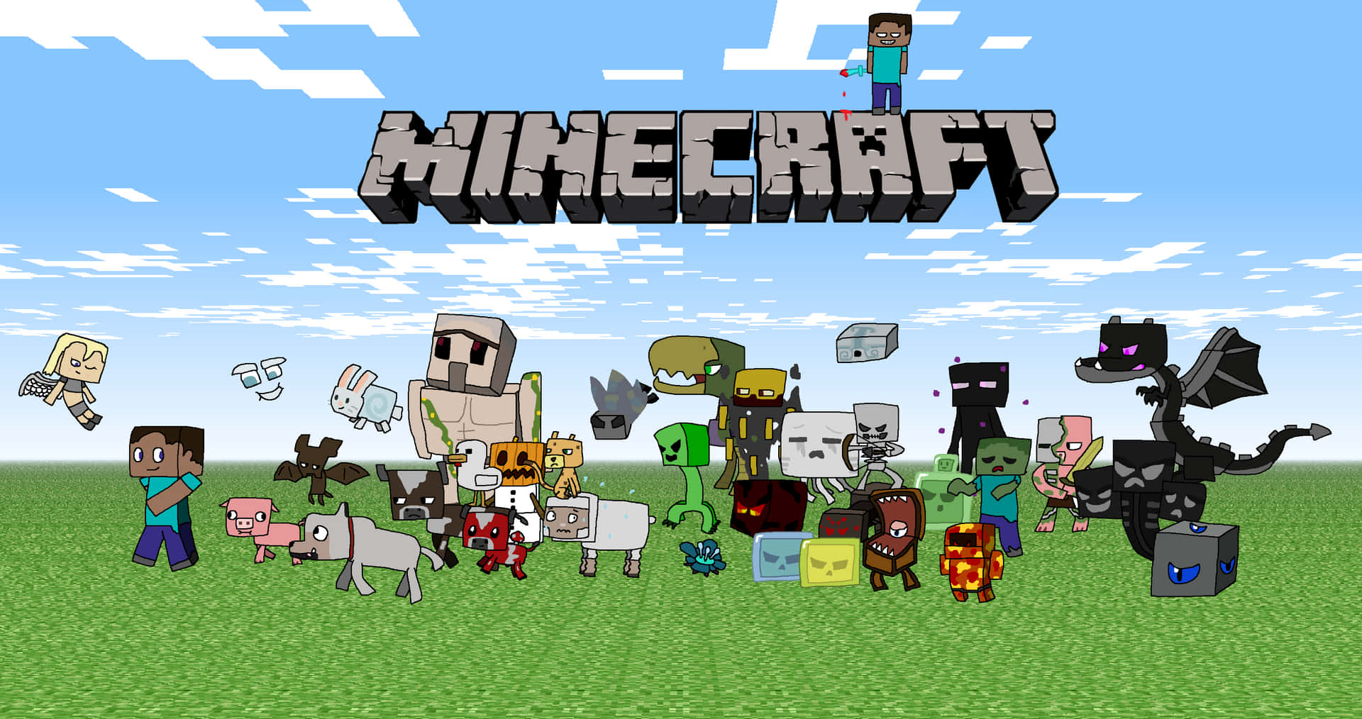 Blocky Bad Guys Of The Minecraft Mobs Background
