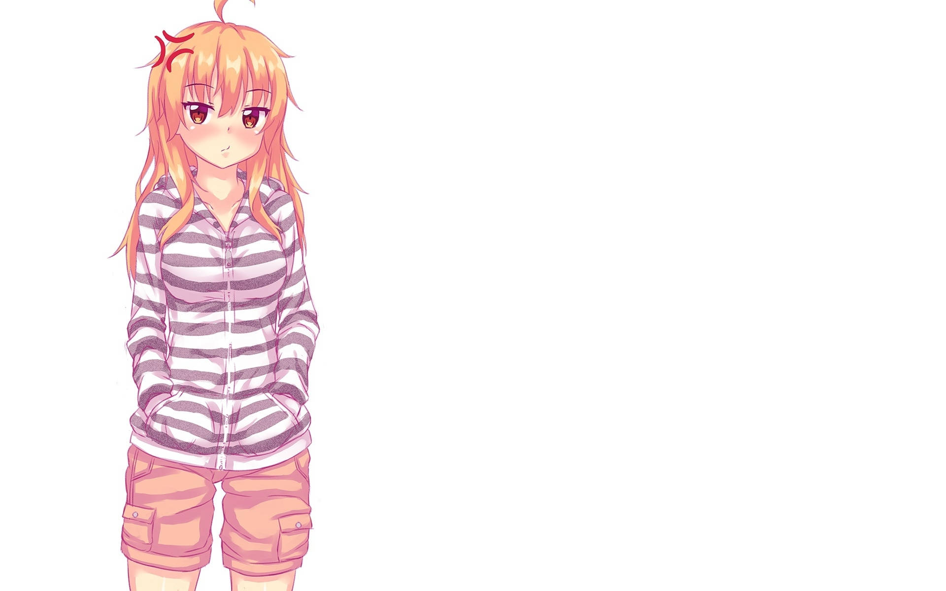 Blonde Anime Girl Hoodie In Stripes Background