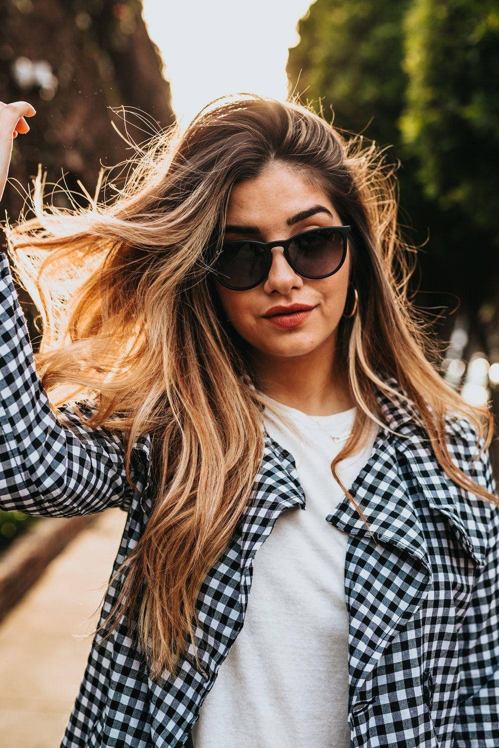 Blonde Attitude Girl With Sunglasses Background