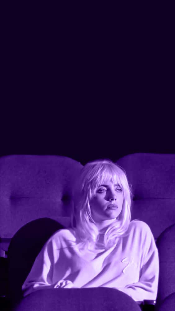 Blonde Bangs Billie Eilish Purple Background