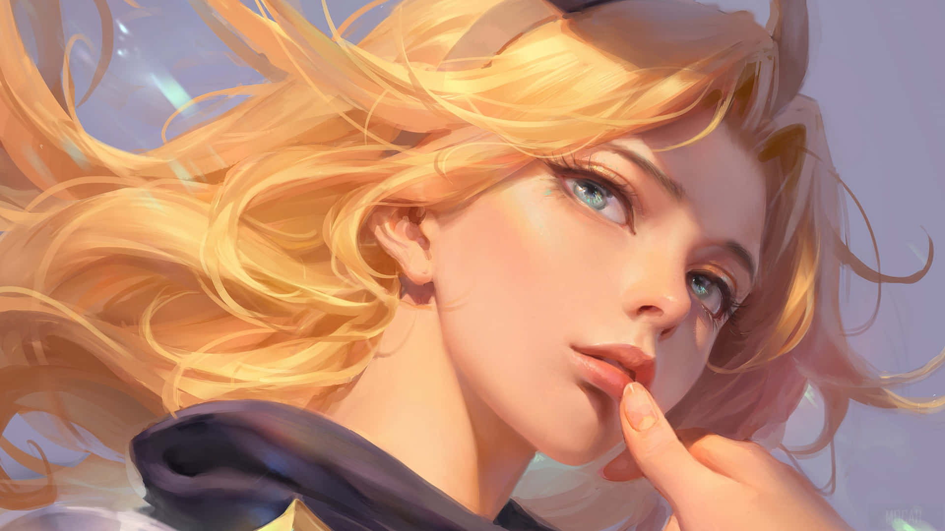 Blonde Fantasy Character Gazing Background