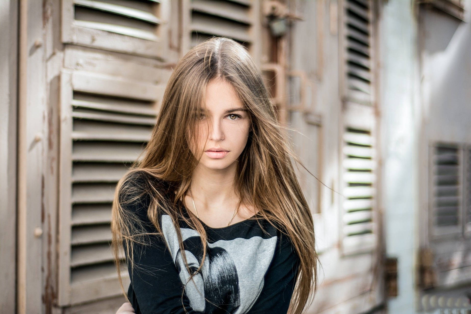 Blonde Girl Dirty Looking Background