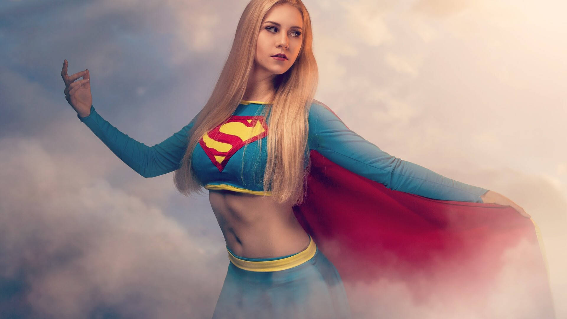 Blonde Hot Girl Supergirl Hero Outfit