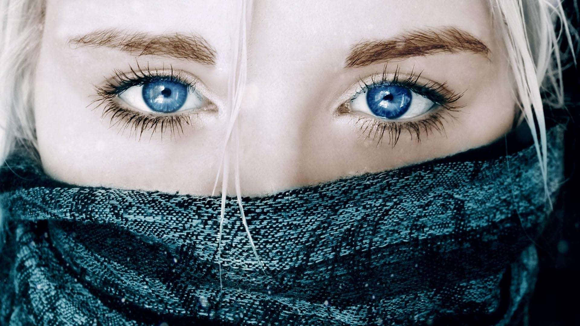 Blonde Person With Blue Eyes Background