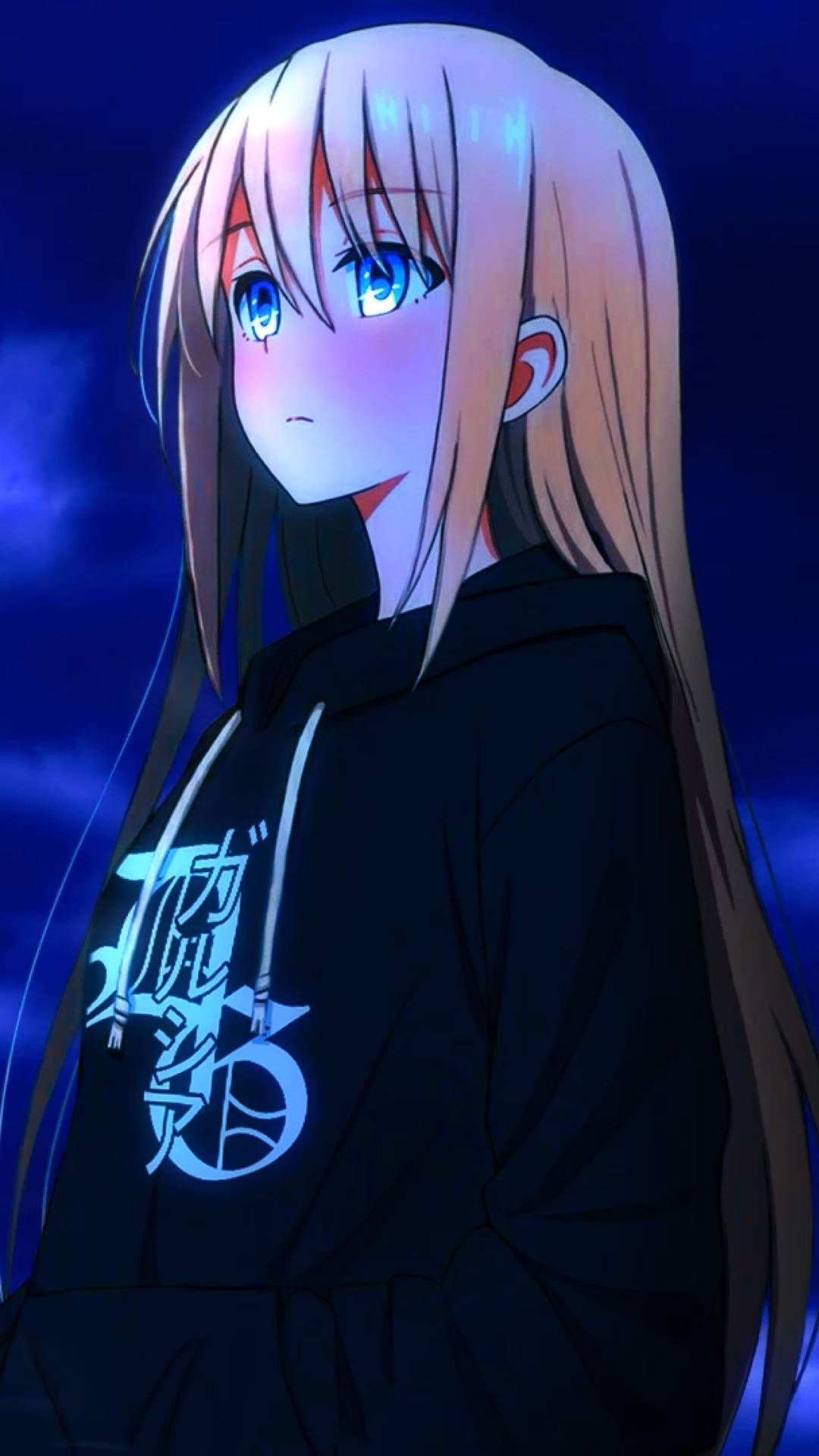 Blonde Tomboy Anime Girl In Hoodie Background