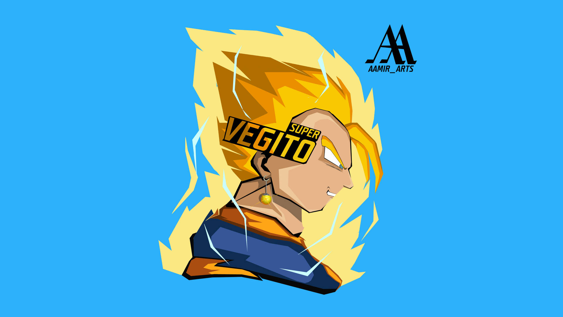 Blonde Vegito Blue Background