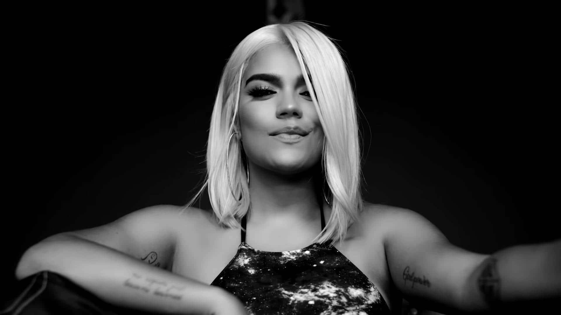 Blonde Woman Blackand White Portrait