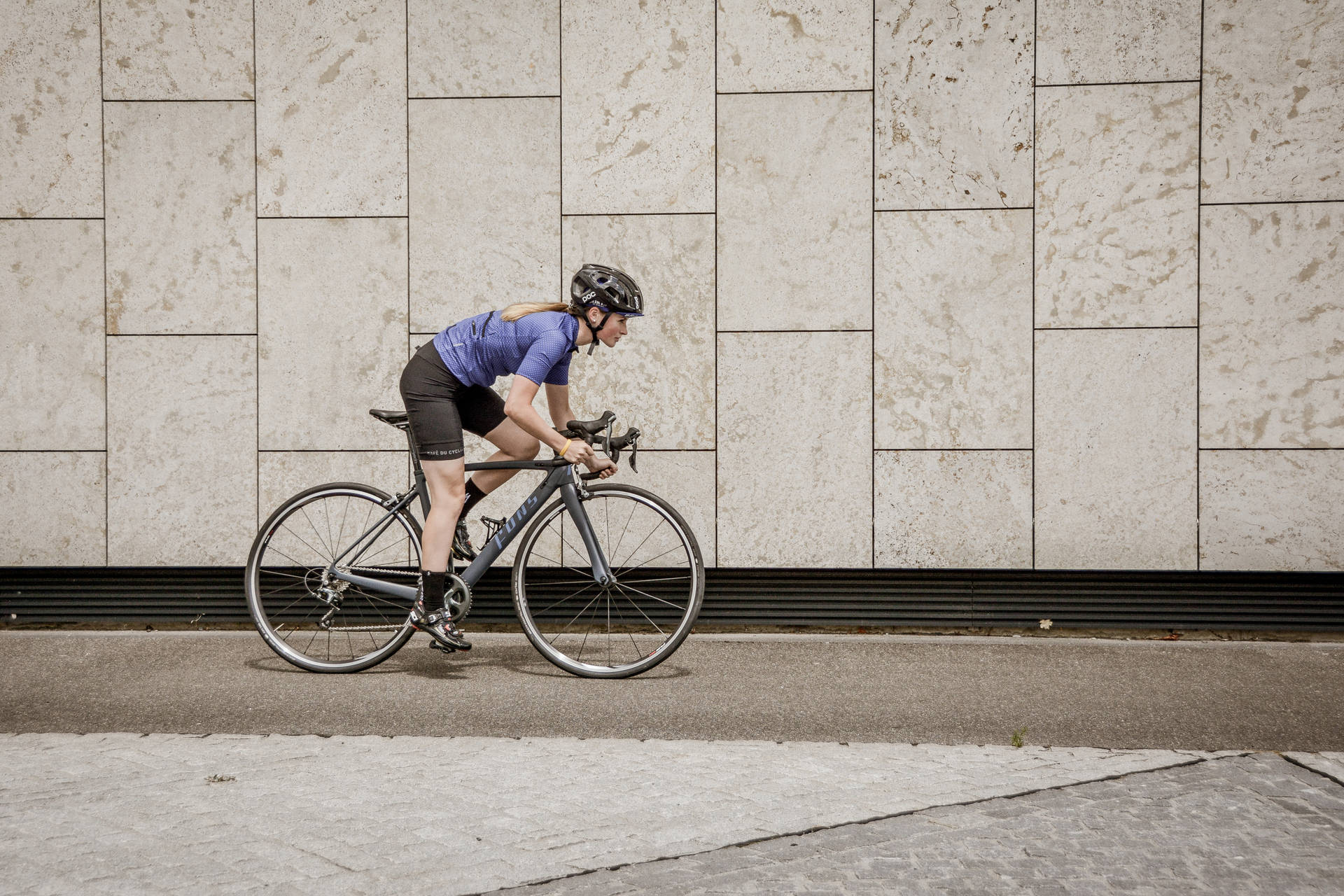 Blonde Woman Cycling