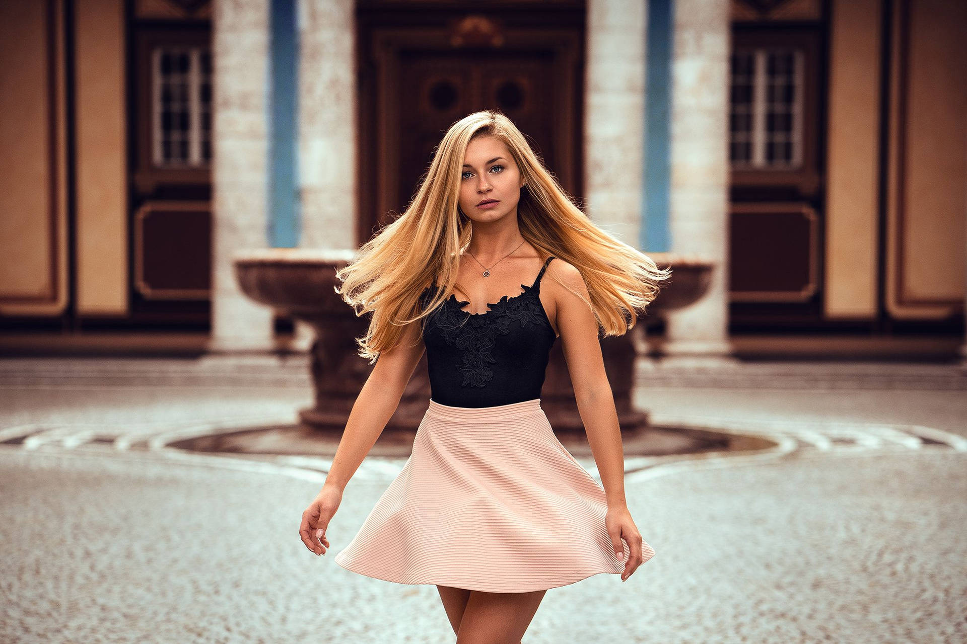 Blonde Woman Motion Fashion Photography Background