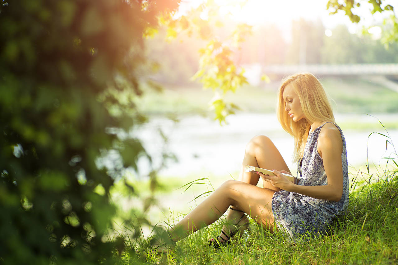 Blonde Woman Reading Book