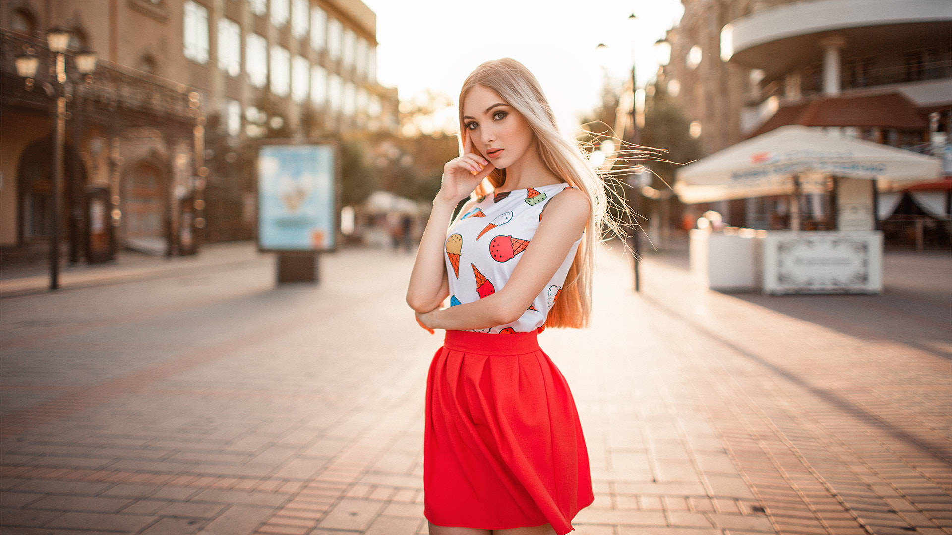 Blonde Woman Street Photography Background