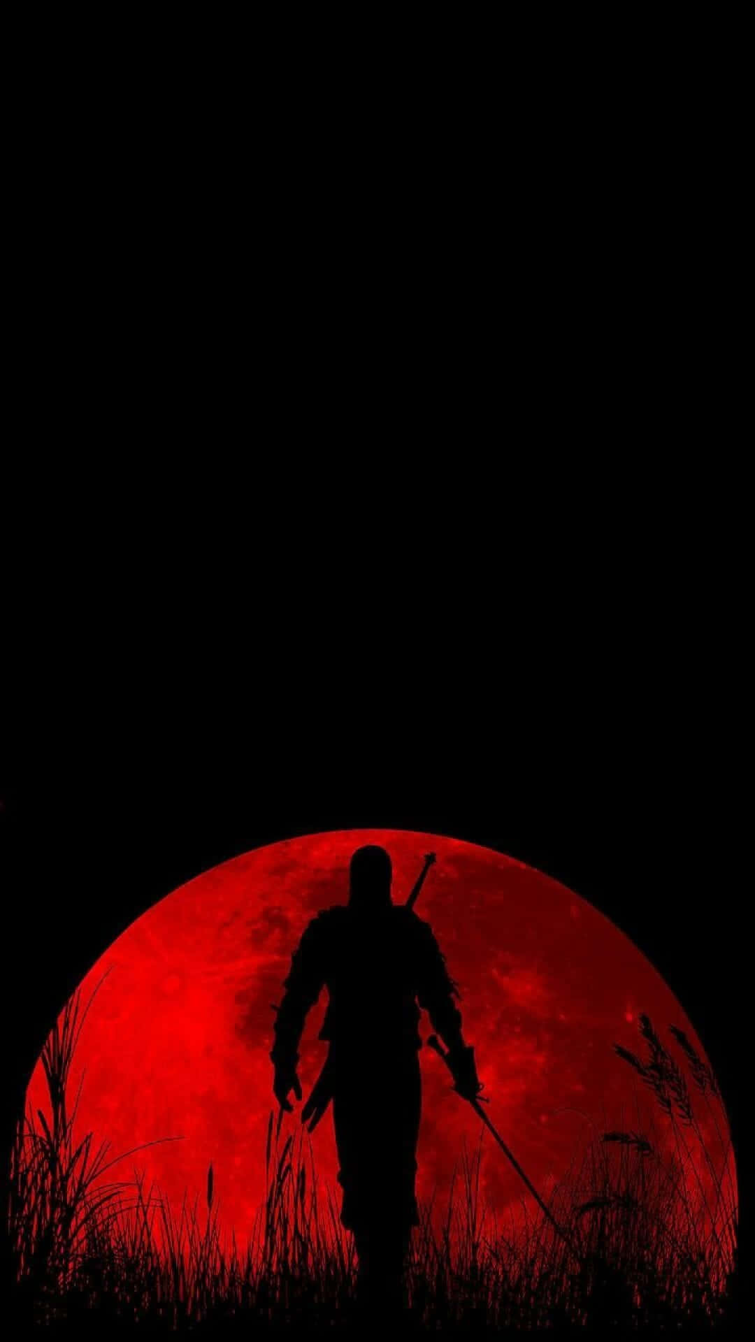 Blood Moon Ninja Silhouette Background