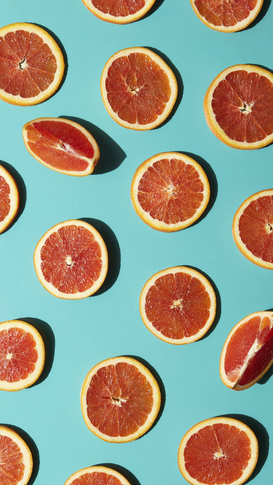 Blood Orange Citrus Fruit Teal Cute Background