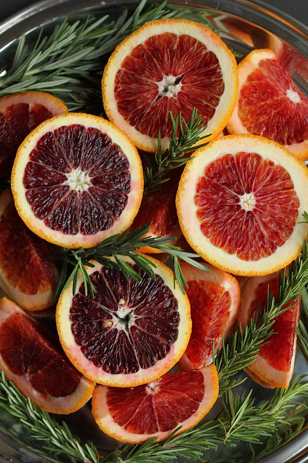 Blood Orange Citrus Fruits Dark Aesthetic Herbs Background