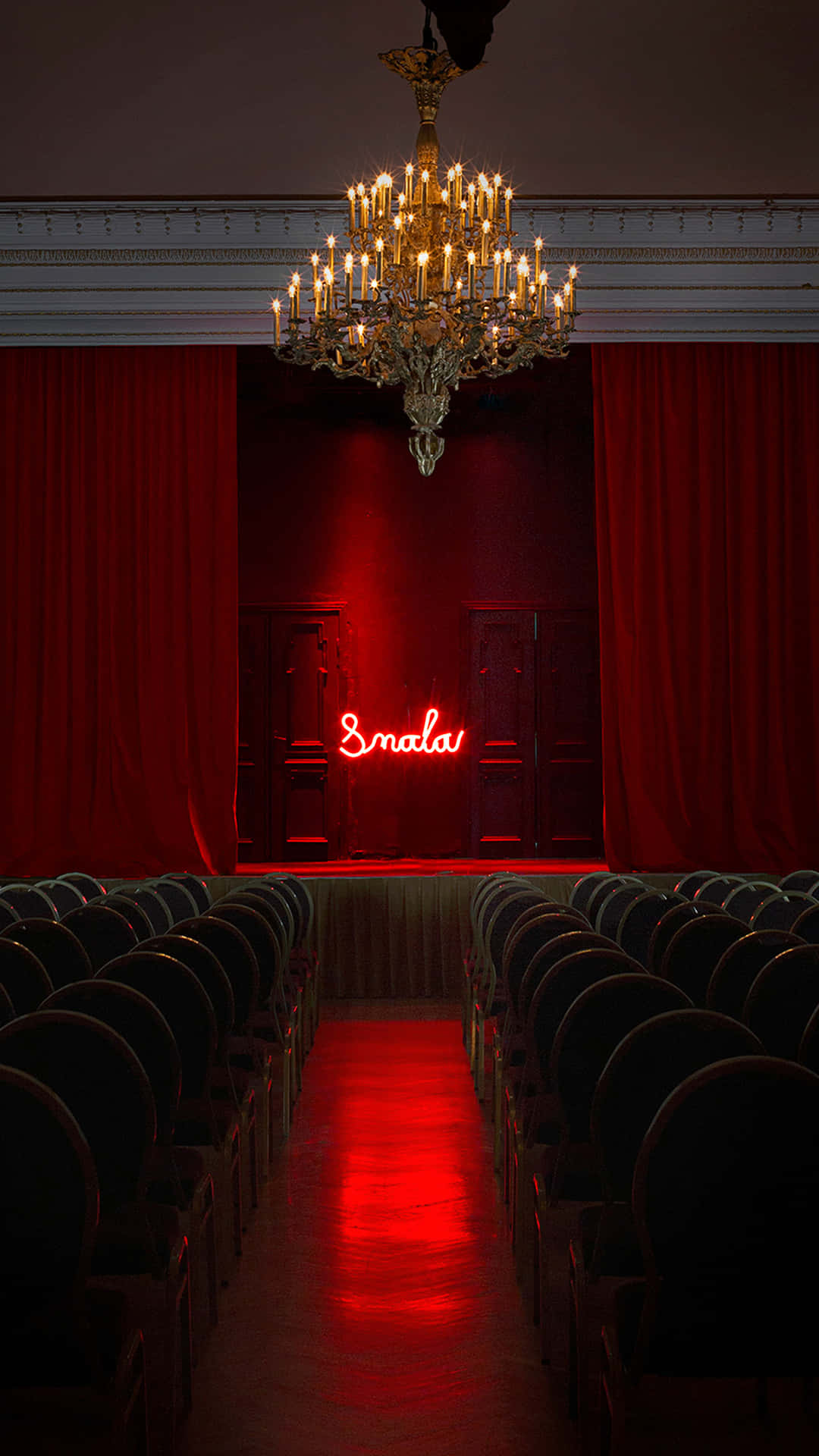 Blood Red Theater Chandelier Background