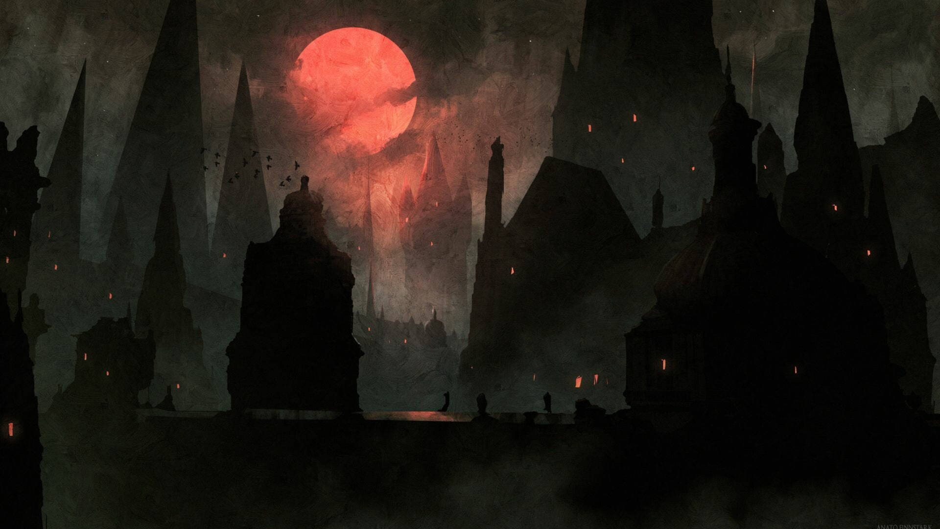 Bloodborne Blood Moon Fantasy Background