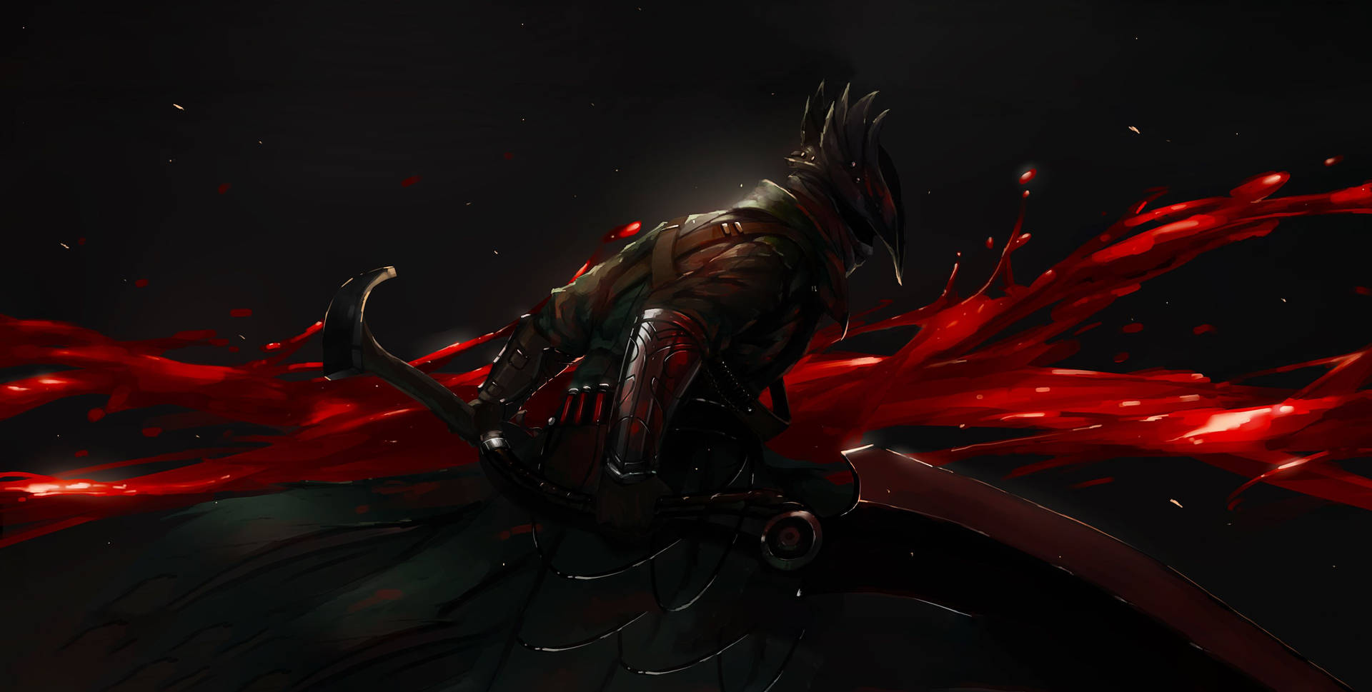 Bloodborne Red And Black Artwork Background