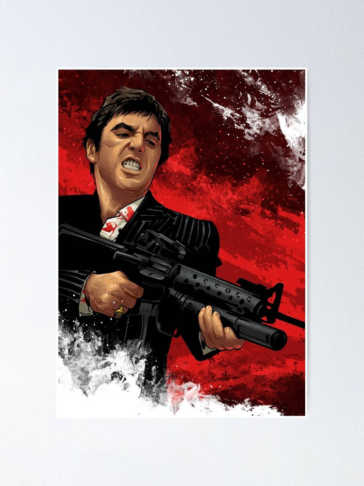 Bloodied Fierce Al Pacino Scarface Art Background