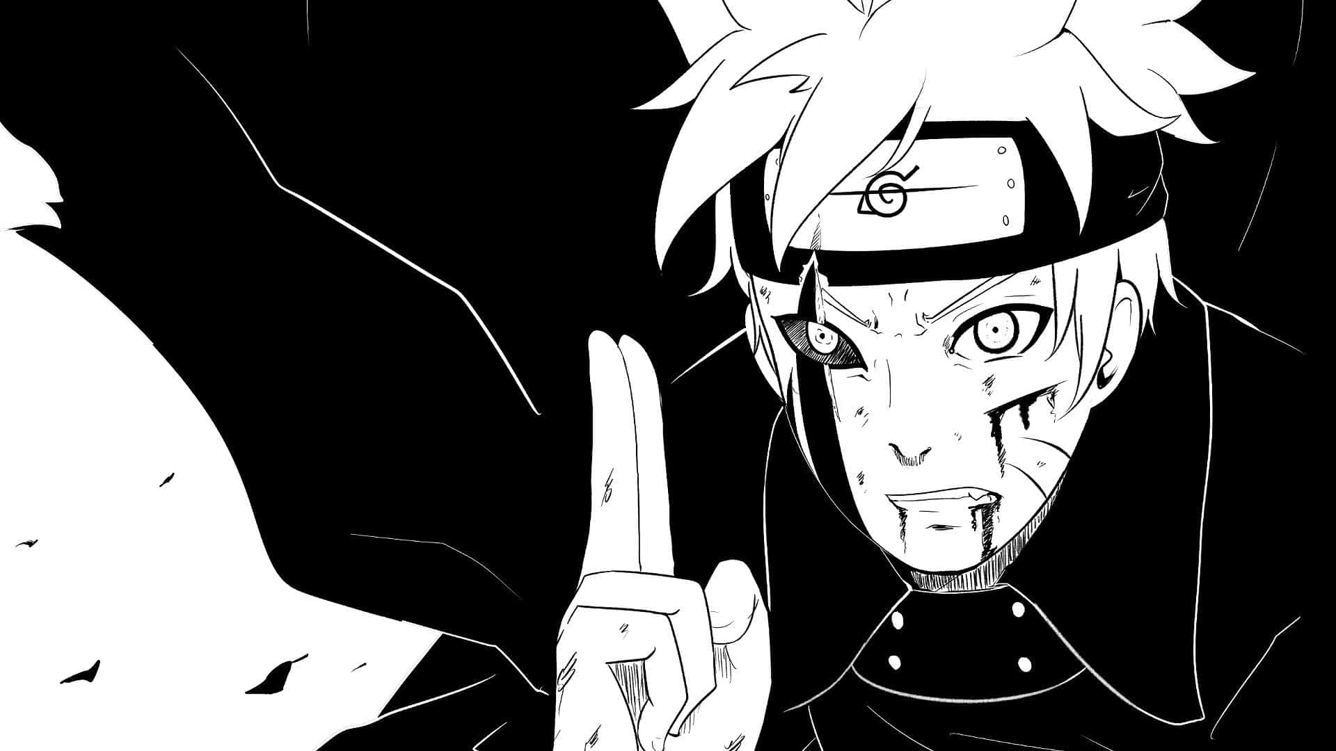 Bloodied Naruto In Black And White Anime Pfp