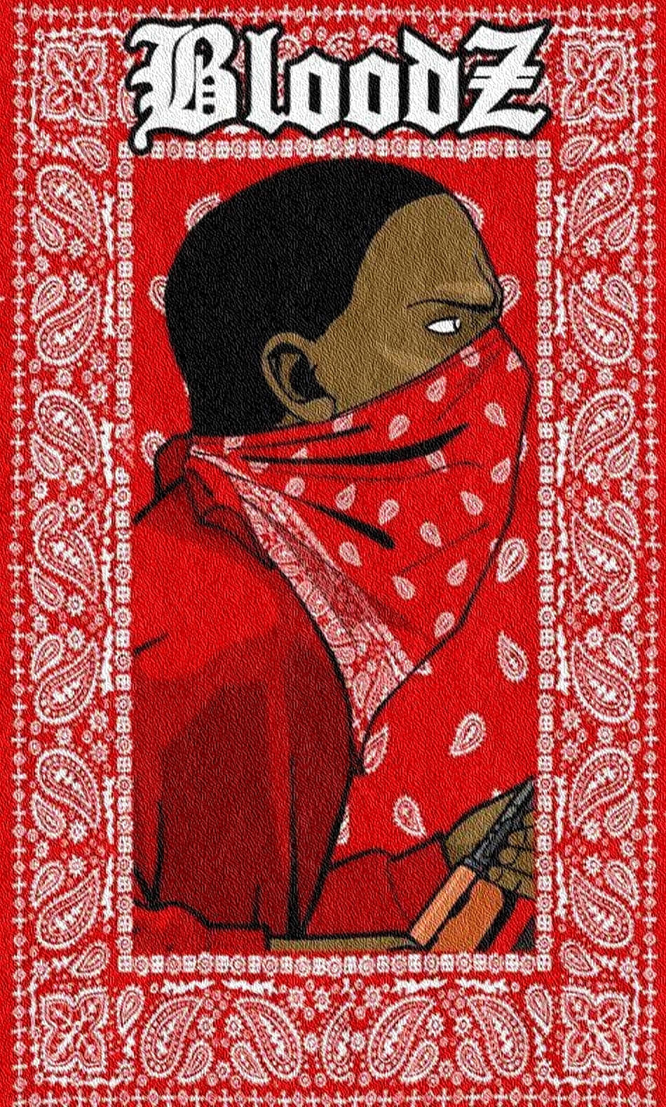 Bloods Gang Member Side Portrait Art Background