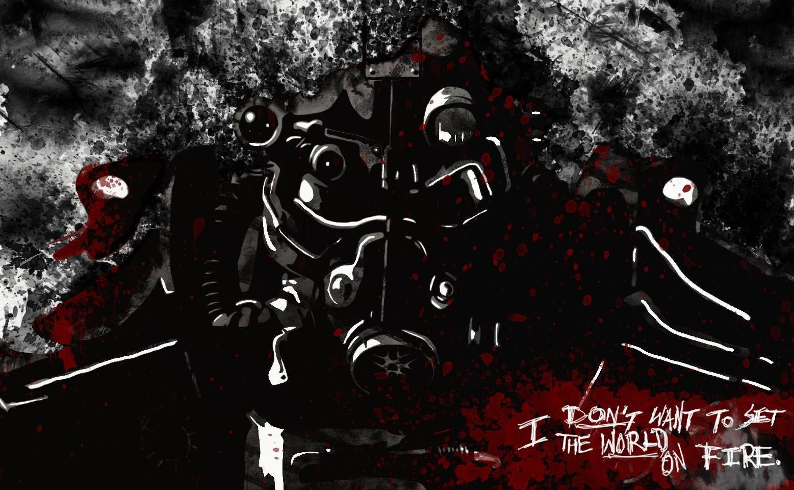 Bloody Black Fallout Power Armor Background