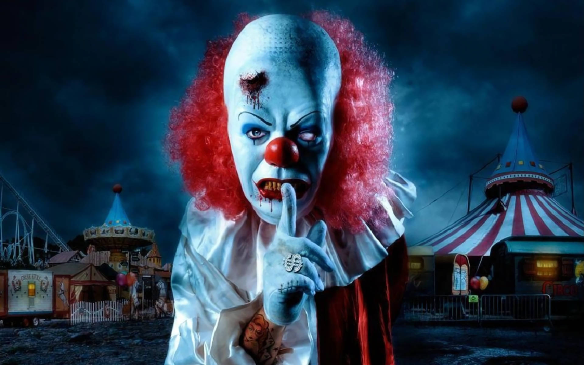 Bloody Clown At Night Background