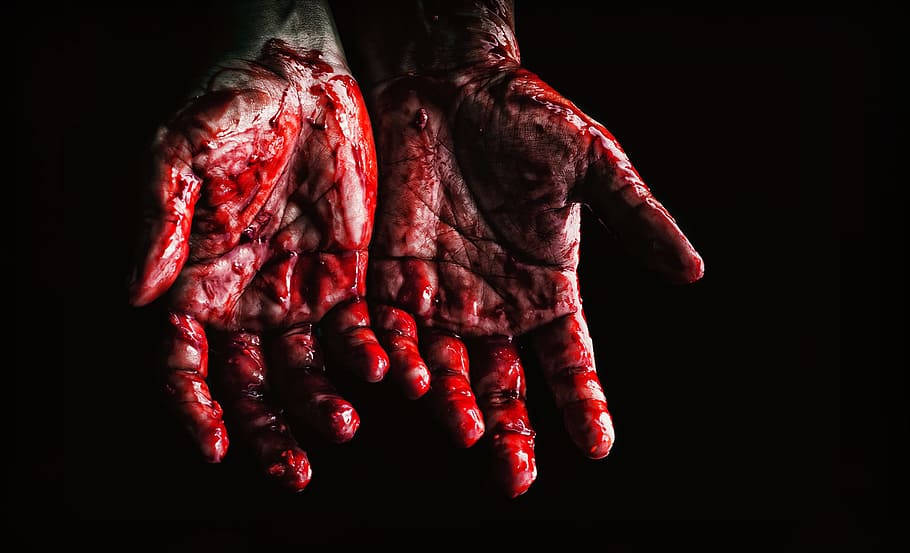 Bloody Hands On Black Horror Background