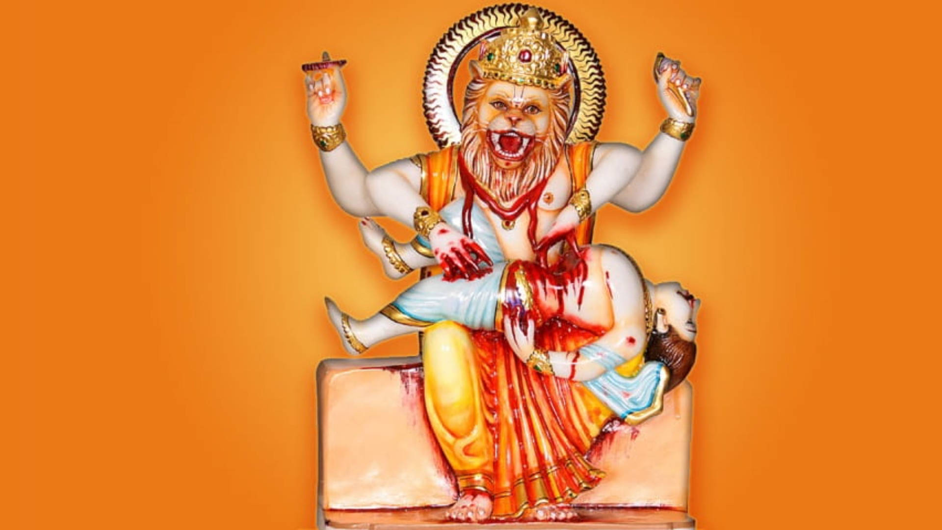 Bloody Lord Narasimha Figurine Background