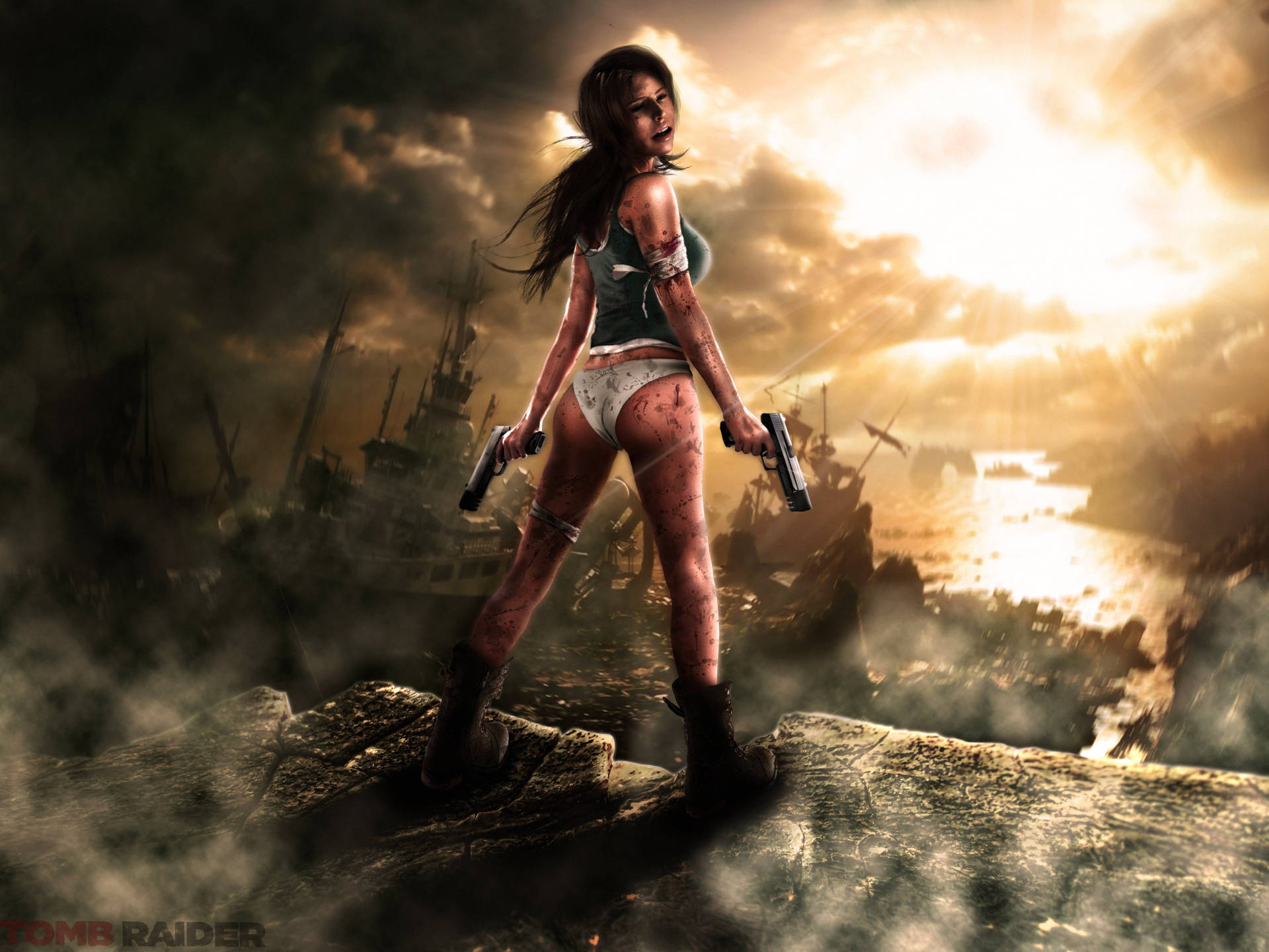 Bloody Tomb Raider Game Heroine Background