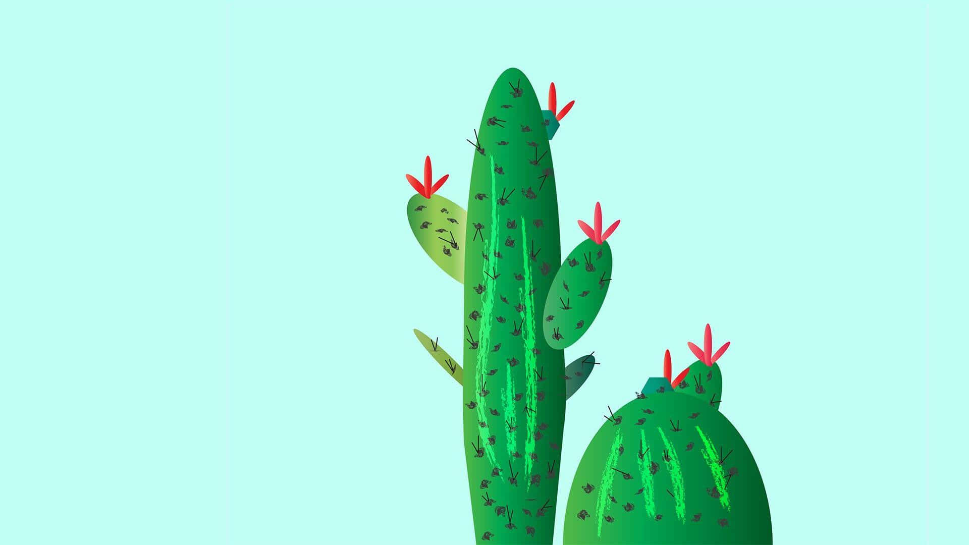 Blooming Cactus Illustration Background