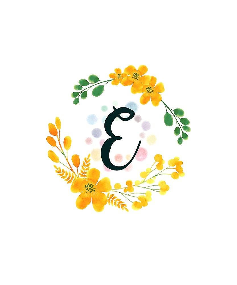 Blooming Expression - Letter E Adorned With Yellow Flowers Background