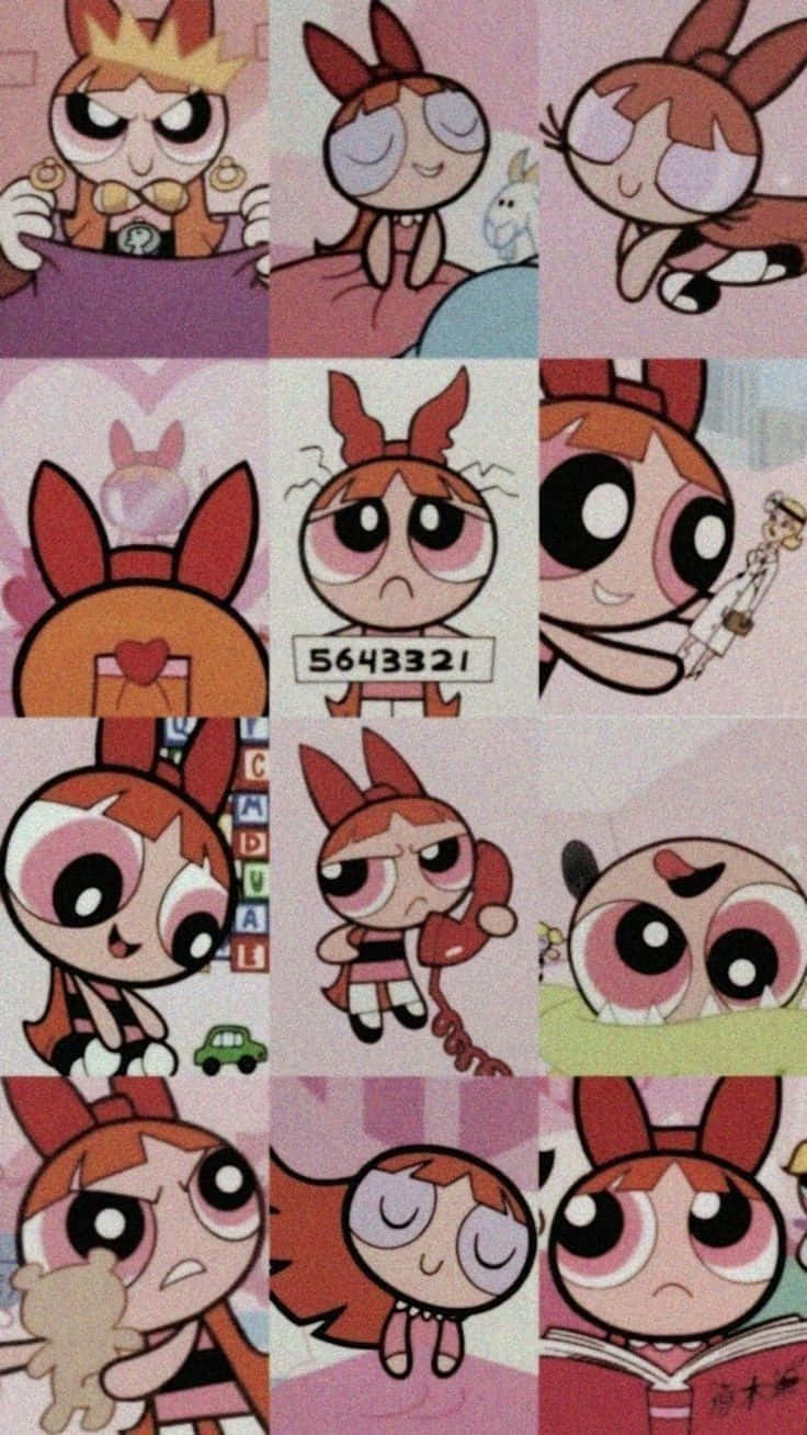 Blossom Powerpuff Girls Aesthetic Montage Illustration Background