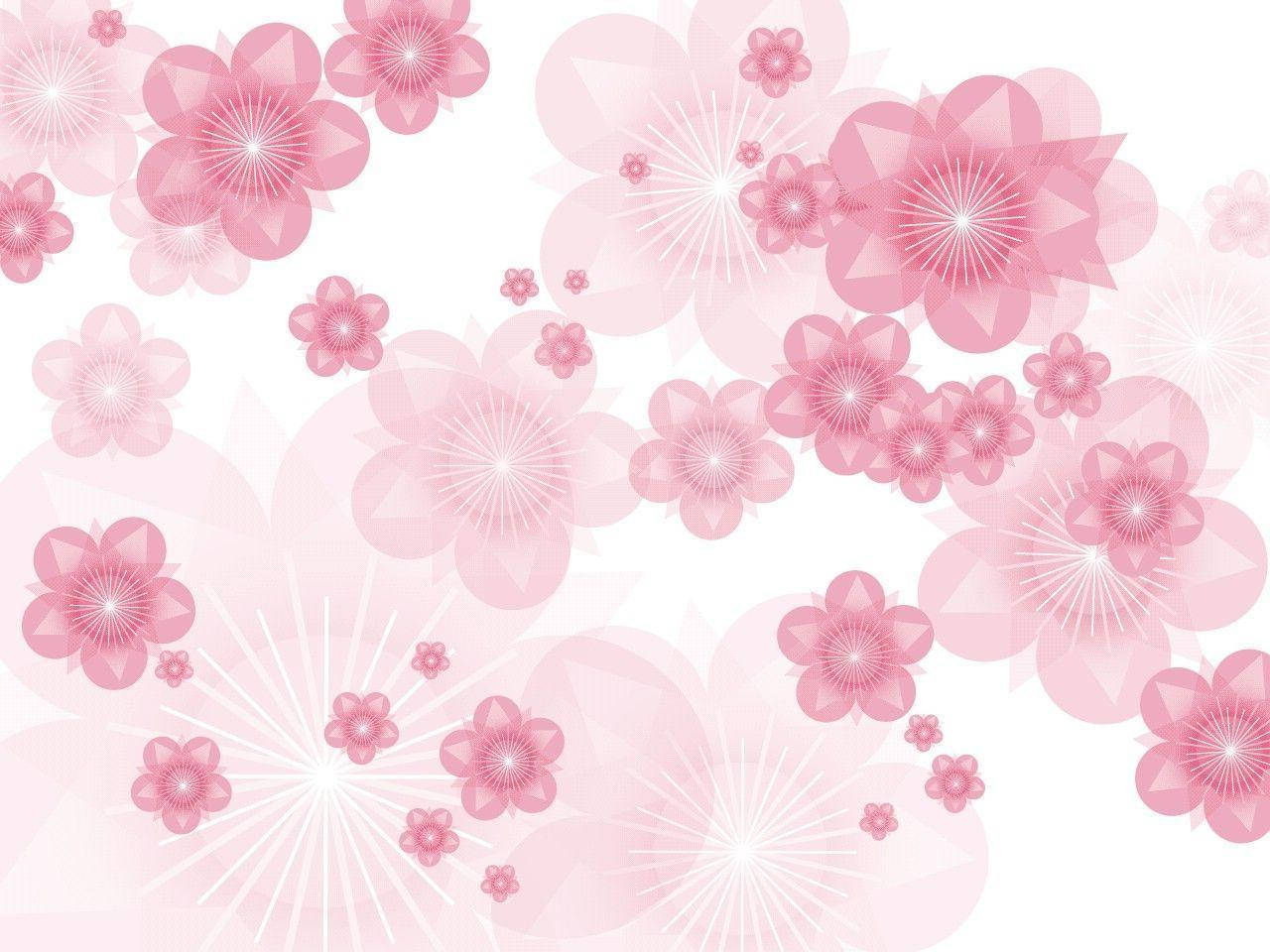 Blossoming Pink Flower On Illustrated White Background