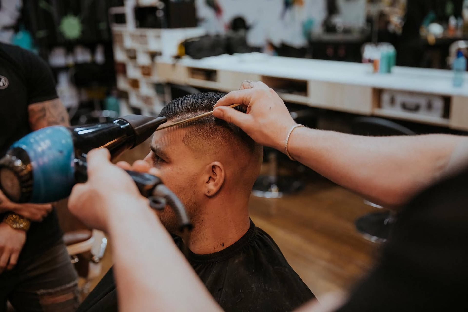 Blow Drying Mens Haircut