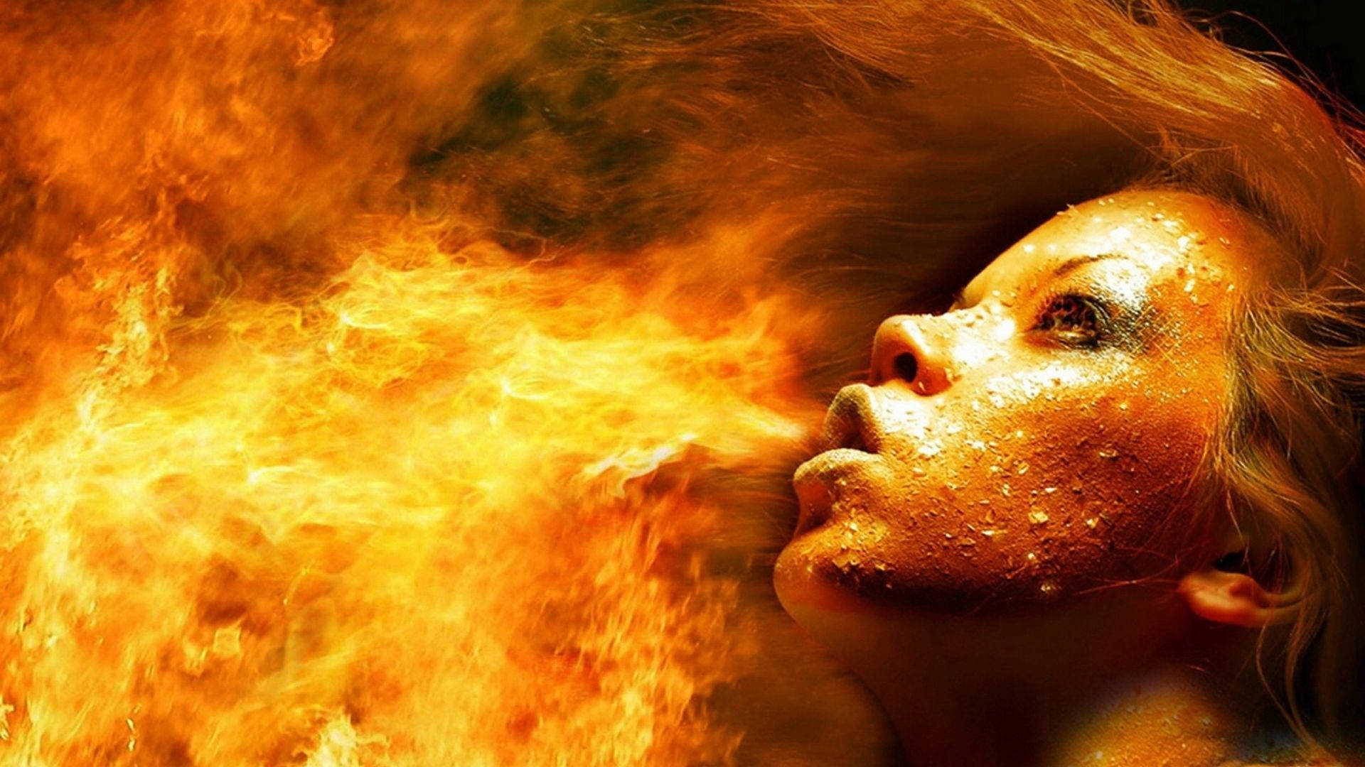 Blowing Fire Girl Background
