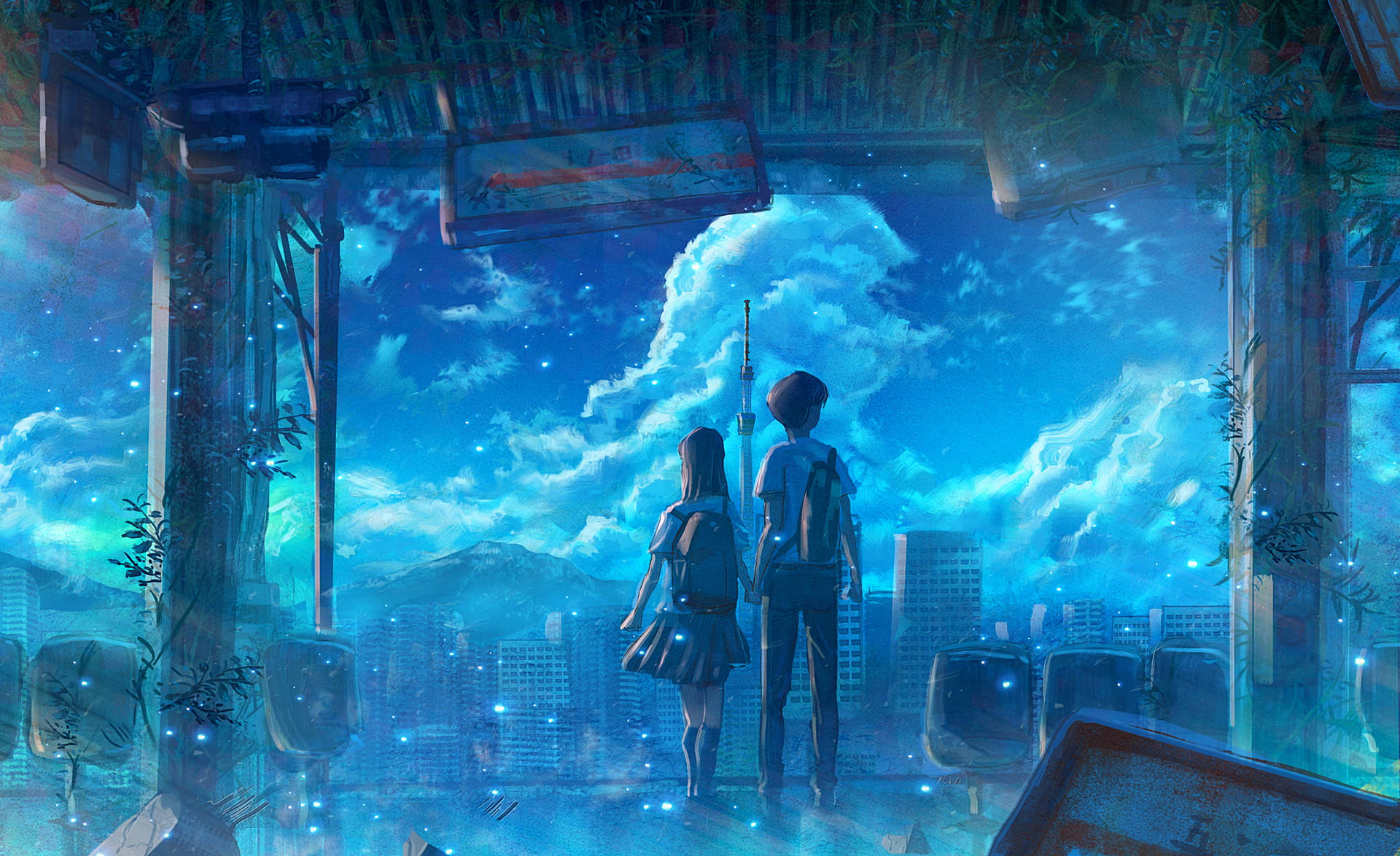 Blue Aesthetic Aesthetic Anime Couple Background