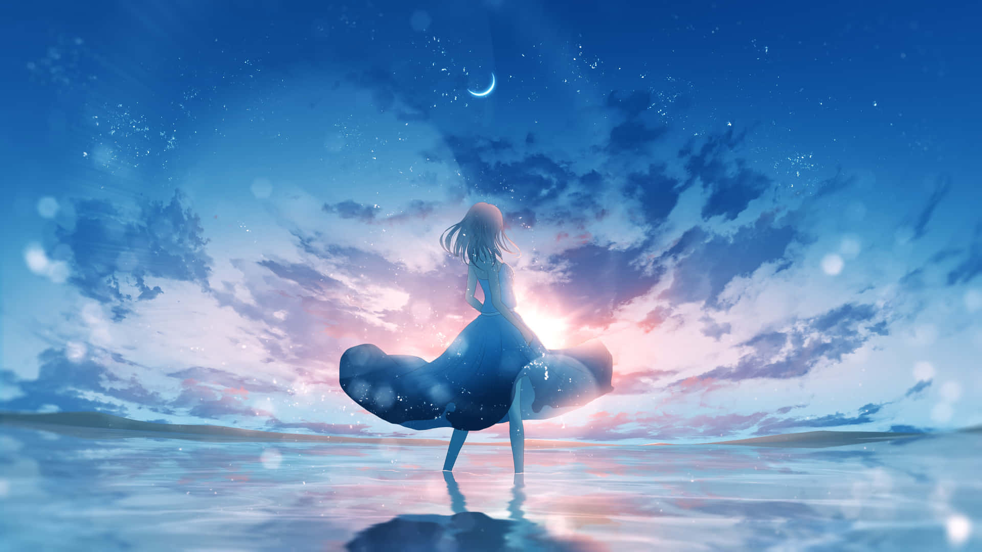 Blue Aesthetic Anime Girl For Girls Background
